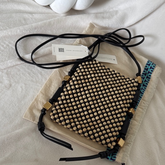 Tory Burch Black and Tan Beaded Women's Bag - Picture 1 of 6